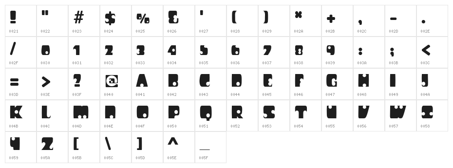 Paper Punch Character Map