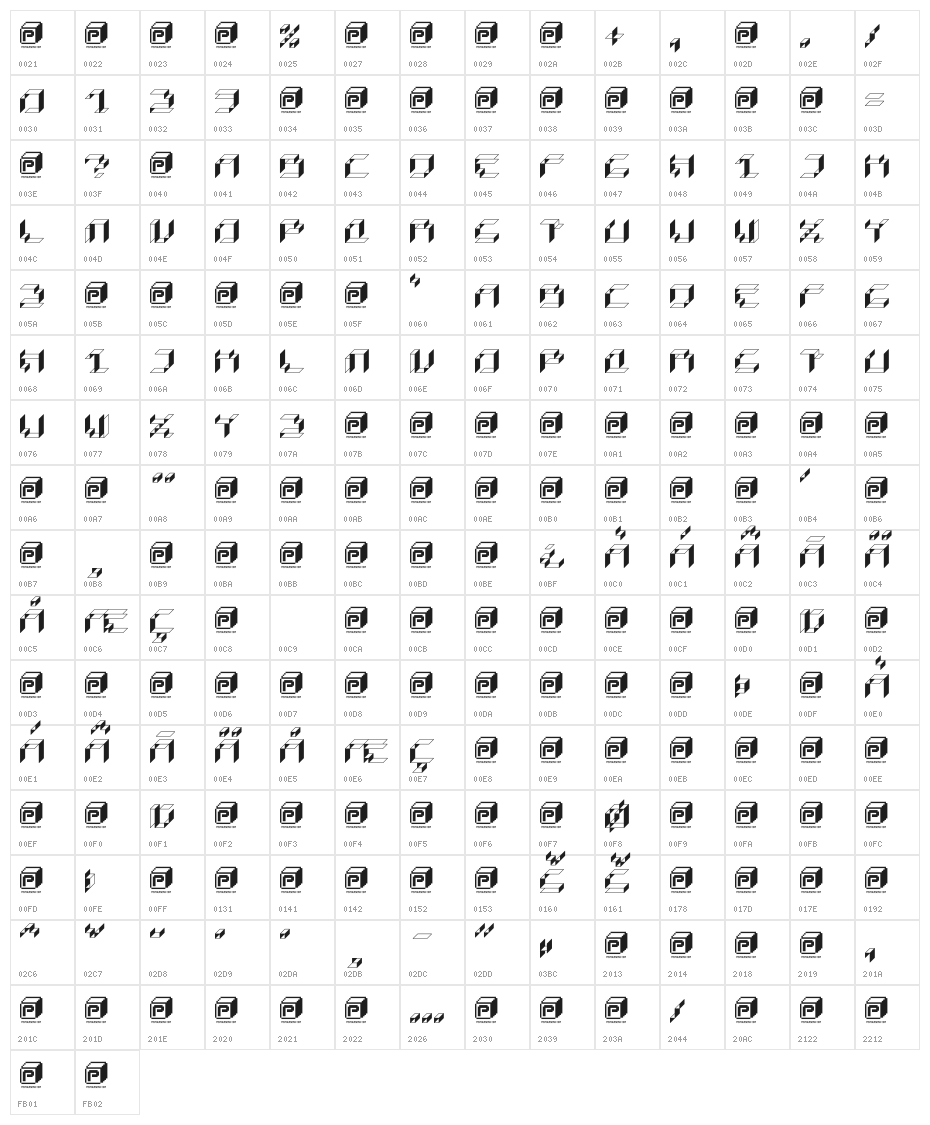 PaperCube-Box Character Map