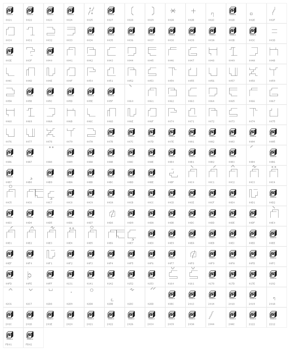 PaperCube-Light Character Map