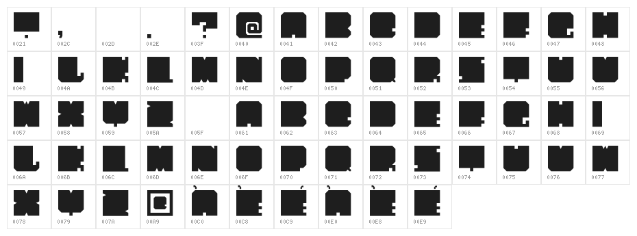 PaperCut-Regular Character Map