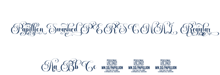 Papillion Swashed PERSONAL Regular Font Preview