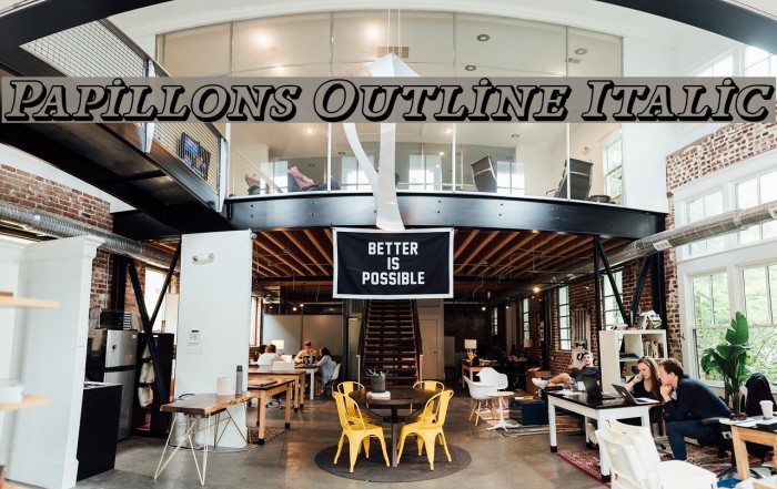 Papillons Outline Italic Font examples