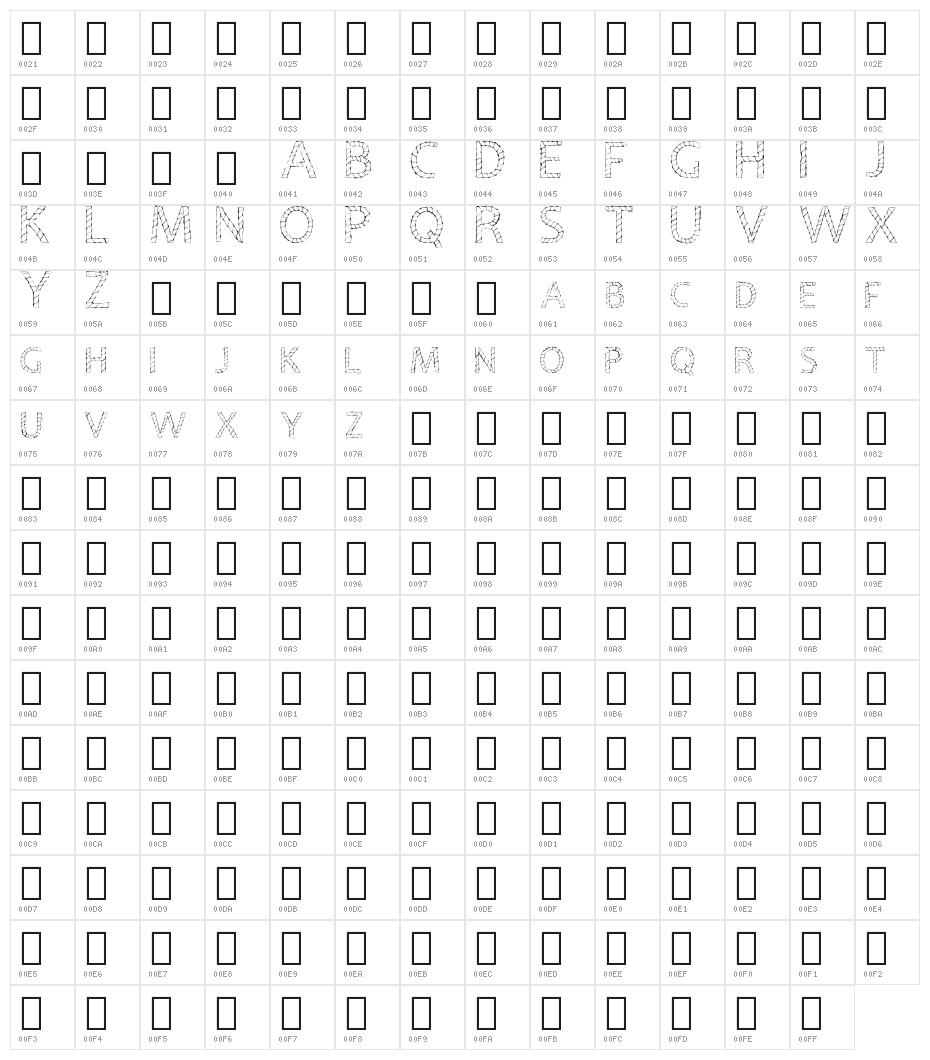 Papyrus EBO Regular Character Map