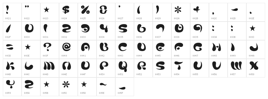 Parade20A Character Map