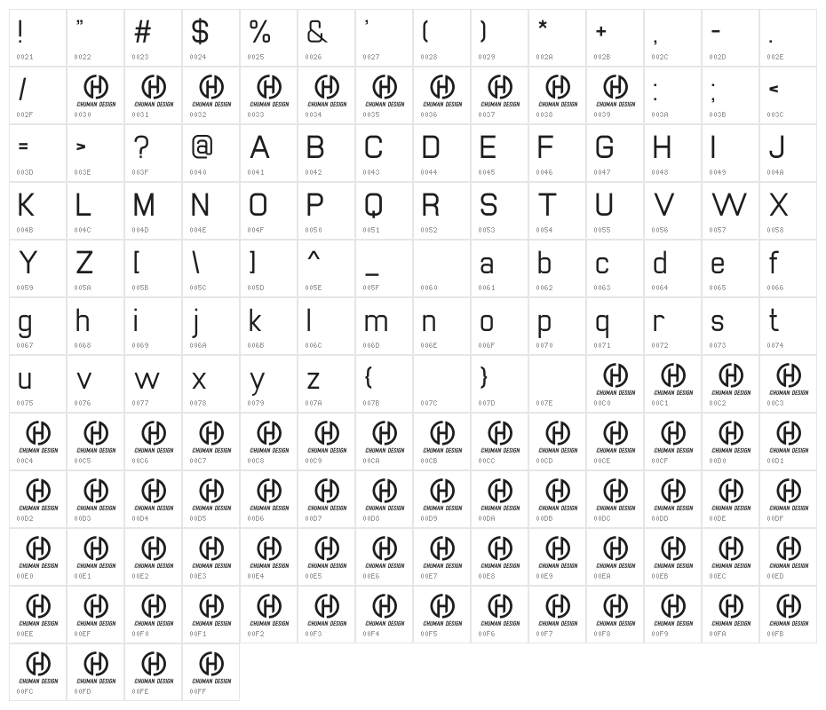 Paradigma Regular Trial Character Map
