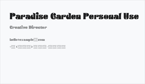 Paradise Garden Personal Use Business Card
