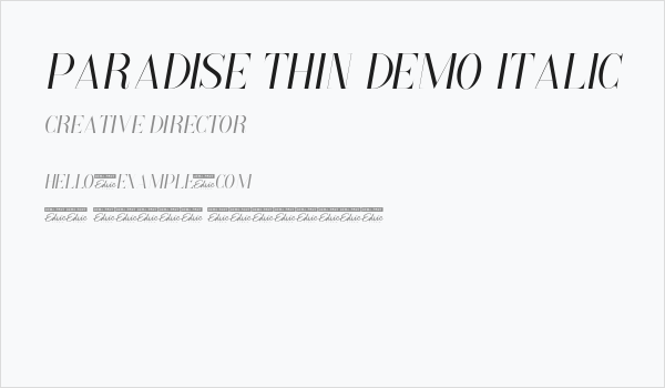 Paradise Thin Demo Italic Business Card