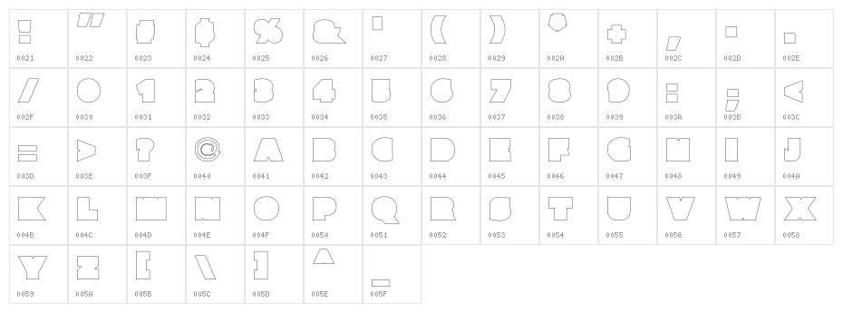 Parafuse Ultra Black Outline Character Map