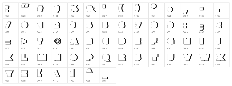 Parafuse Ultra Black Shadow Character Map