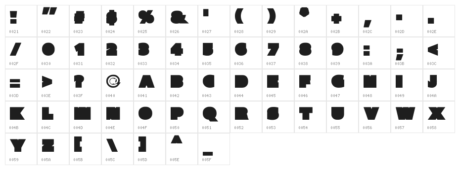 Parafuse Ultra Black Character Map