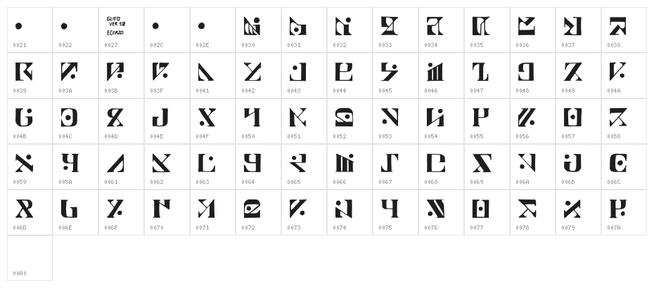 Paraghyph Ver 1 Regular Character Map