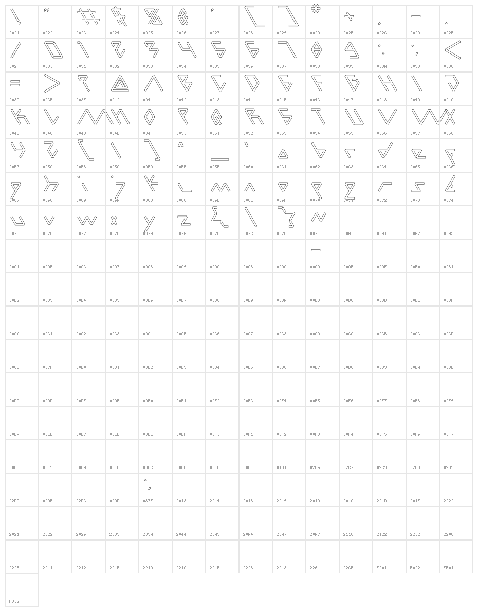 Parallel-Hollow Character Map