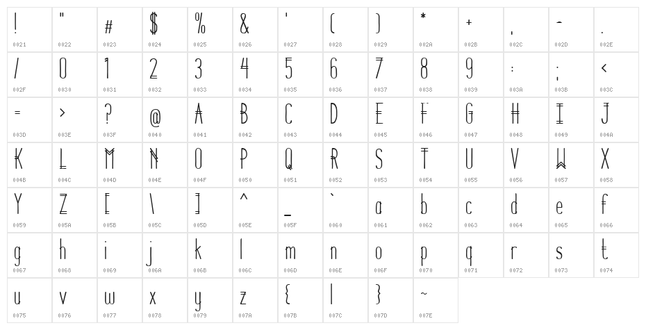 Parallel Lines Bold Character Map
