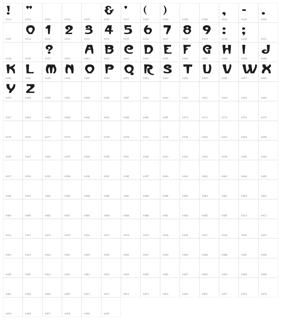 ParisMetro Wd Character Map