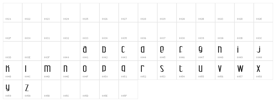 Parity DemiBold Character Map