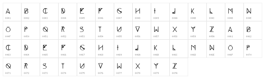 Parley bold Regular Character Map