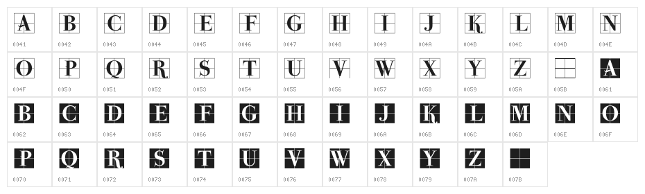 ParmaInitialenMK Character Map
