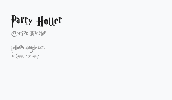 Parry Hotter Business Card