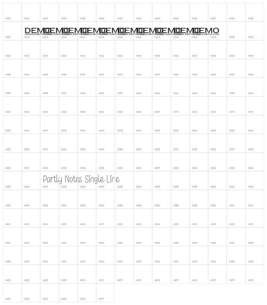 Partly Notes Single Line Character Map
