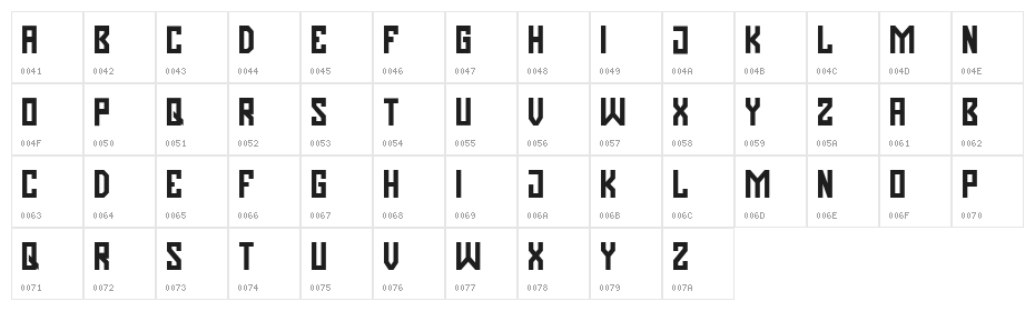 Pasatona Character Map