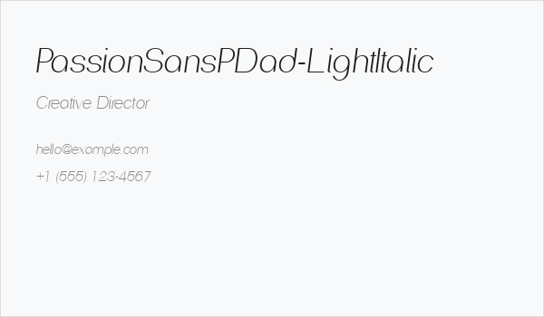 PassionSansPDad-LightItalic Business Card
