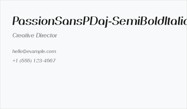 PassionSansPDaj-SemiBoldItalic Business Card