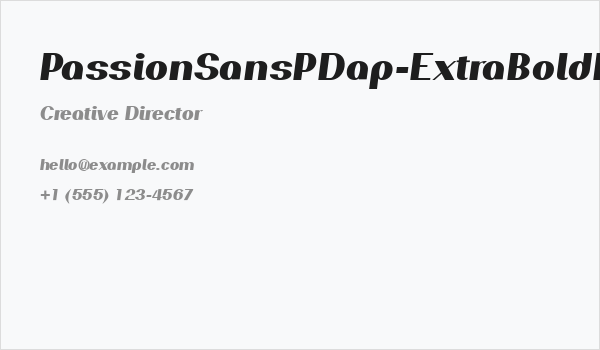 PassionSansPDap-ExtraBoldItalic Business Card