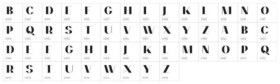PassionSansPDce-AccentCenter Character Map
