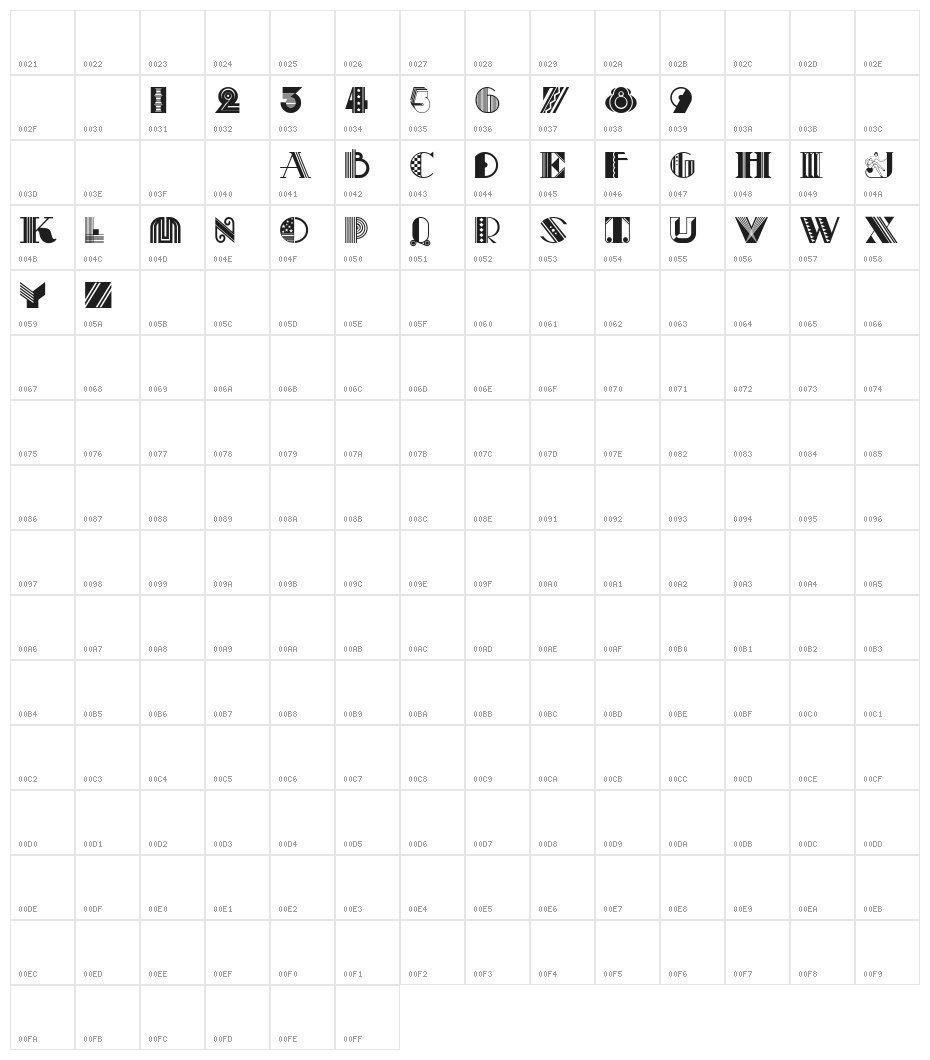 Pastiche Character Map