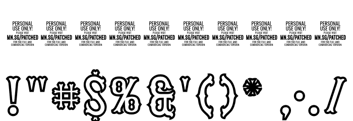 Patched In PERSONAL USE Black Font OTHER CHARS