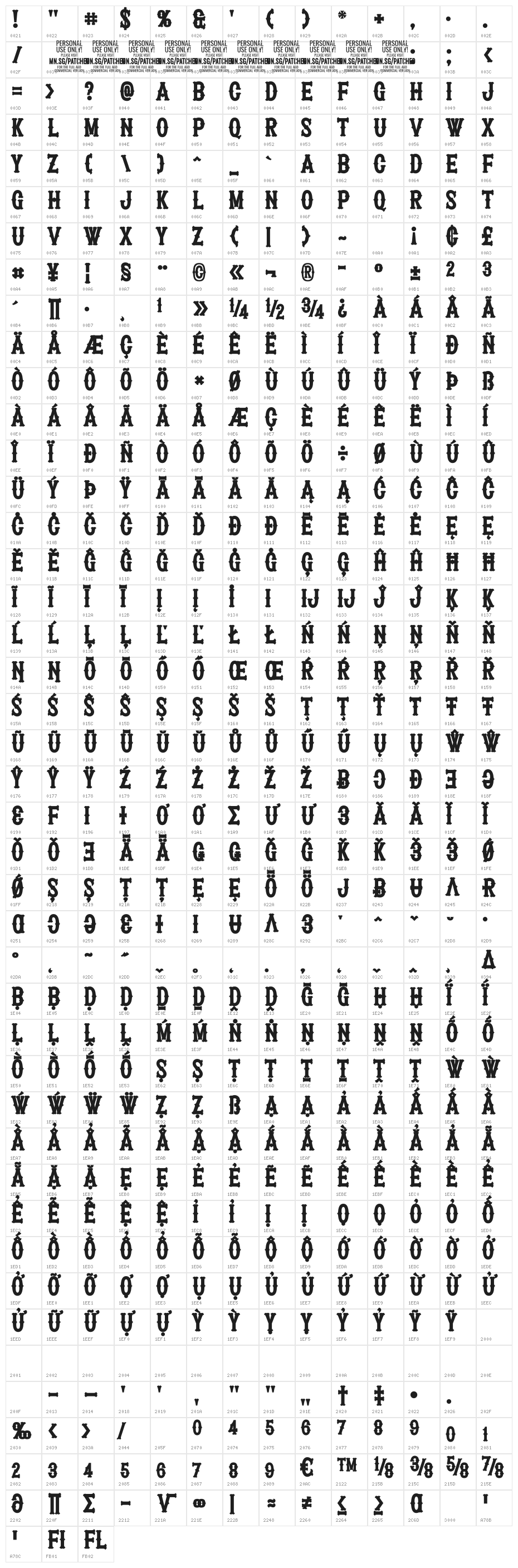 Patched PERSONAL USE ONLY Black Character Map