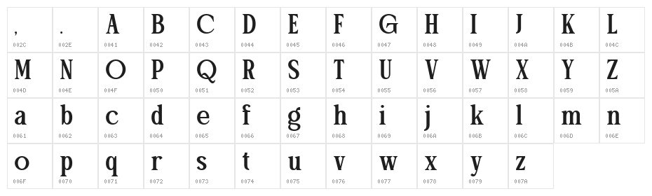 Patcher DEMO Regular Character Map