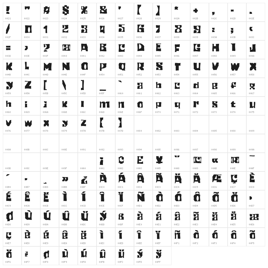 Patchwork Fly Character Map