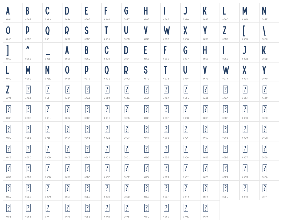 Patchwork1 Character Map