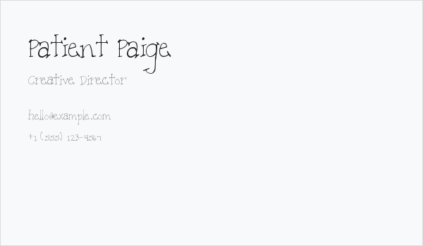 Patient Paige Business Card