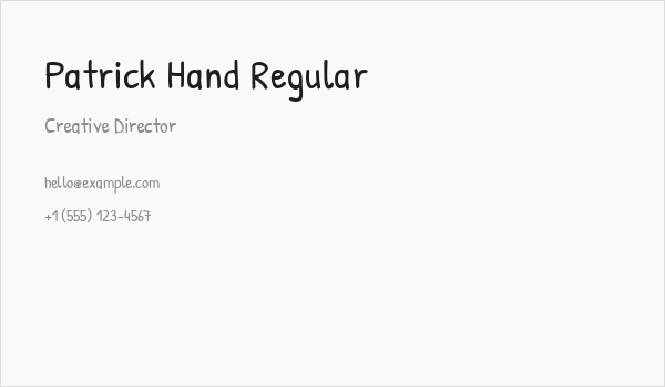 Patrick Hand Regular Business Card