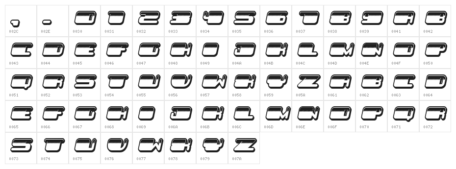 Patriotic No Stars Inverted Italic Character Map