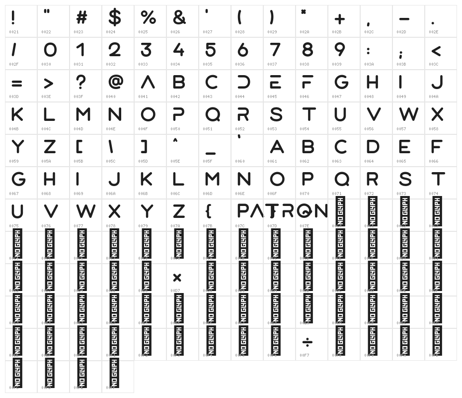 Patron - Personal Use Regular Character Map