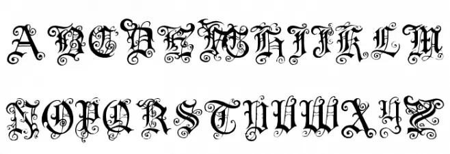 Pauls Swirly Gothic Font Fonte MAIÚSCULAS