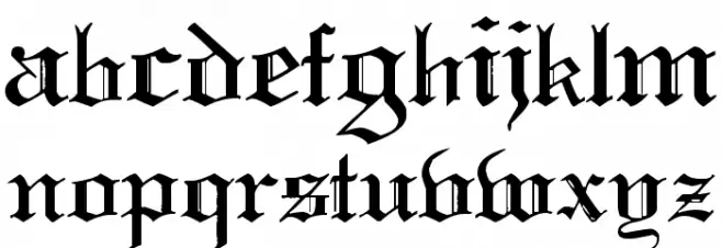 Pauls Swirly Gothic Font Schriftart Kleinbuchstaben