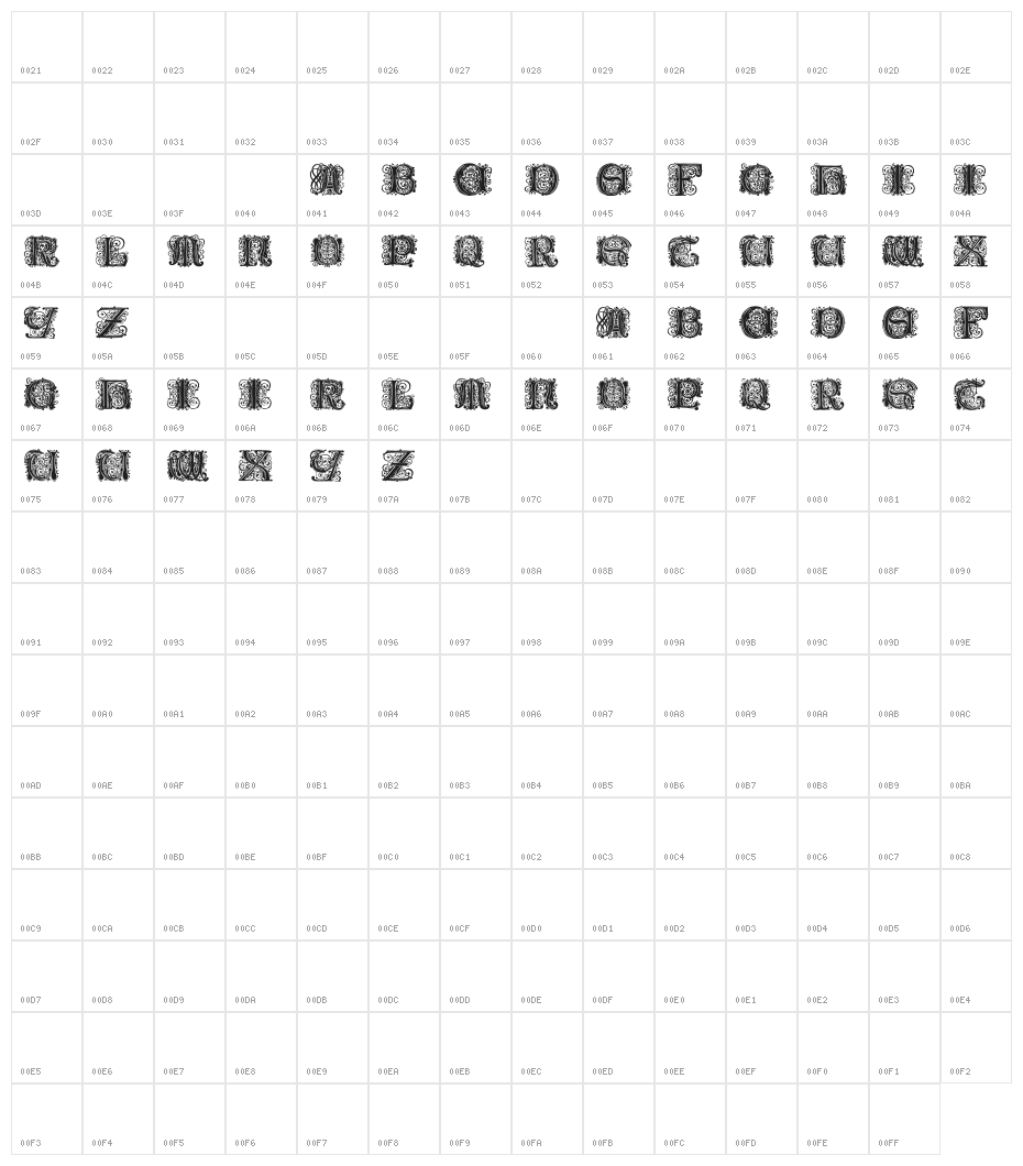 Paulus Franck Initialen Character Map