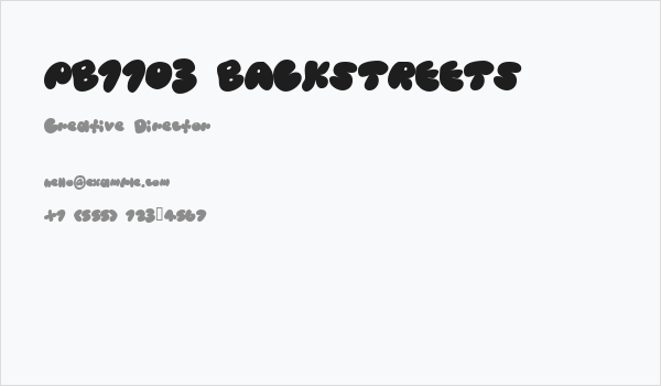 PB1103 BACKSTREETS Business Card