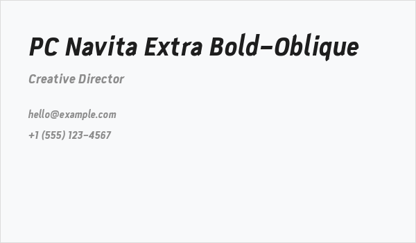 PC Navita Extra Bold-Oblique Business Card
