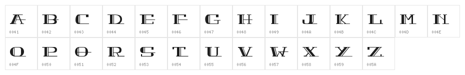 PEACOCK DEMO normal Character Map