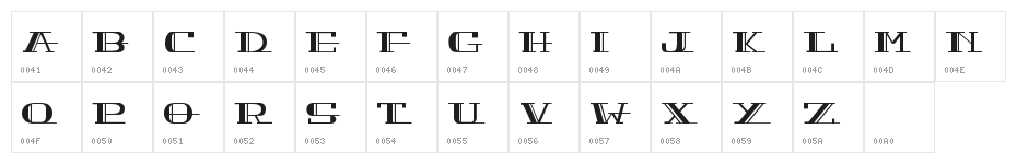 PEACOCK normal Character Map