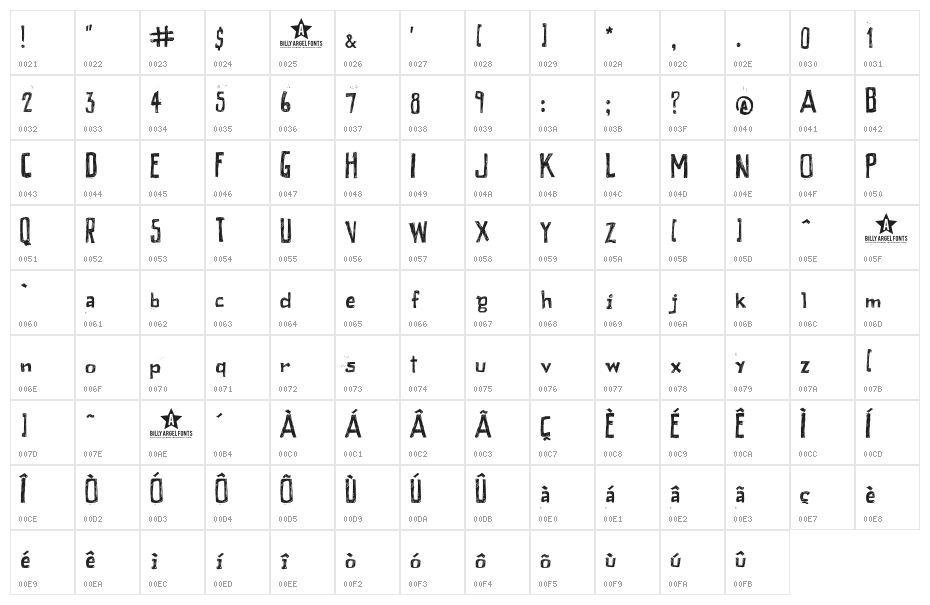 PEIXE FRITO Character Map