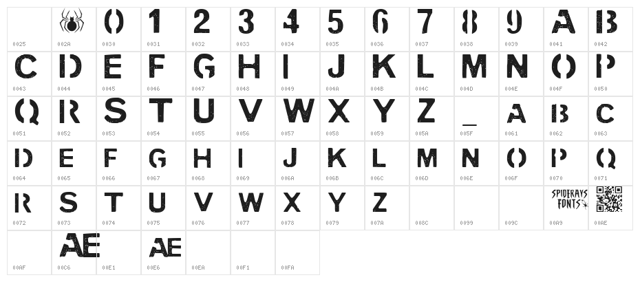 PENCIL STENCIL Character Map