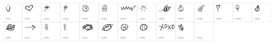 Pea Betsy's Doodles Character Map