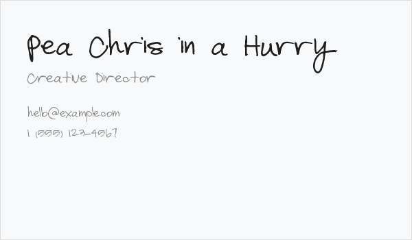 Pea Chris in a Hurry Business Card