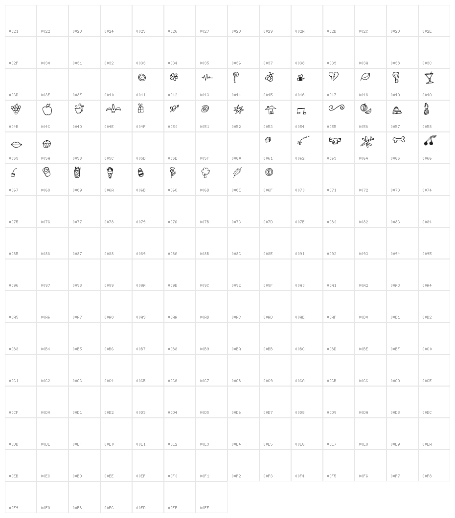 Pea Cookie's Doodles Character Map